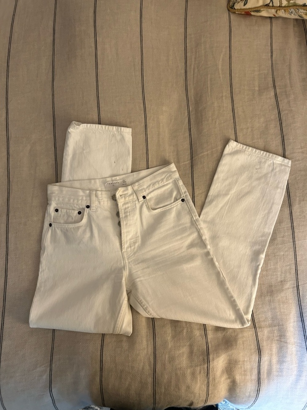 Topshop White High-Waist Straight Jeans